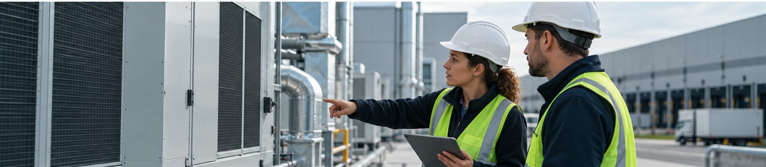 Inspection technique d’une installation CVC pendant un audit GTB logistique