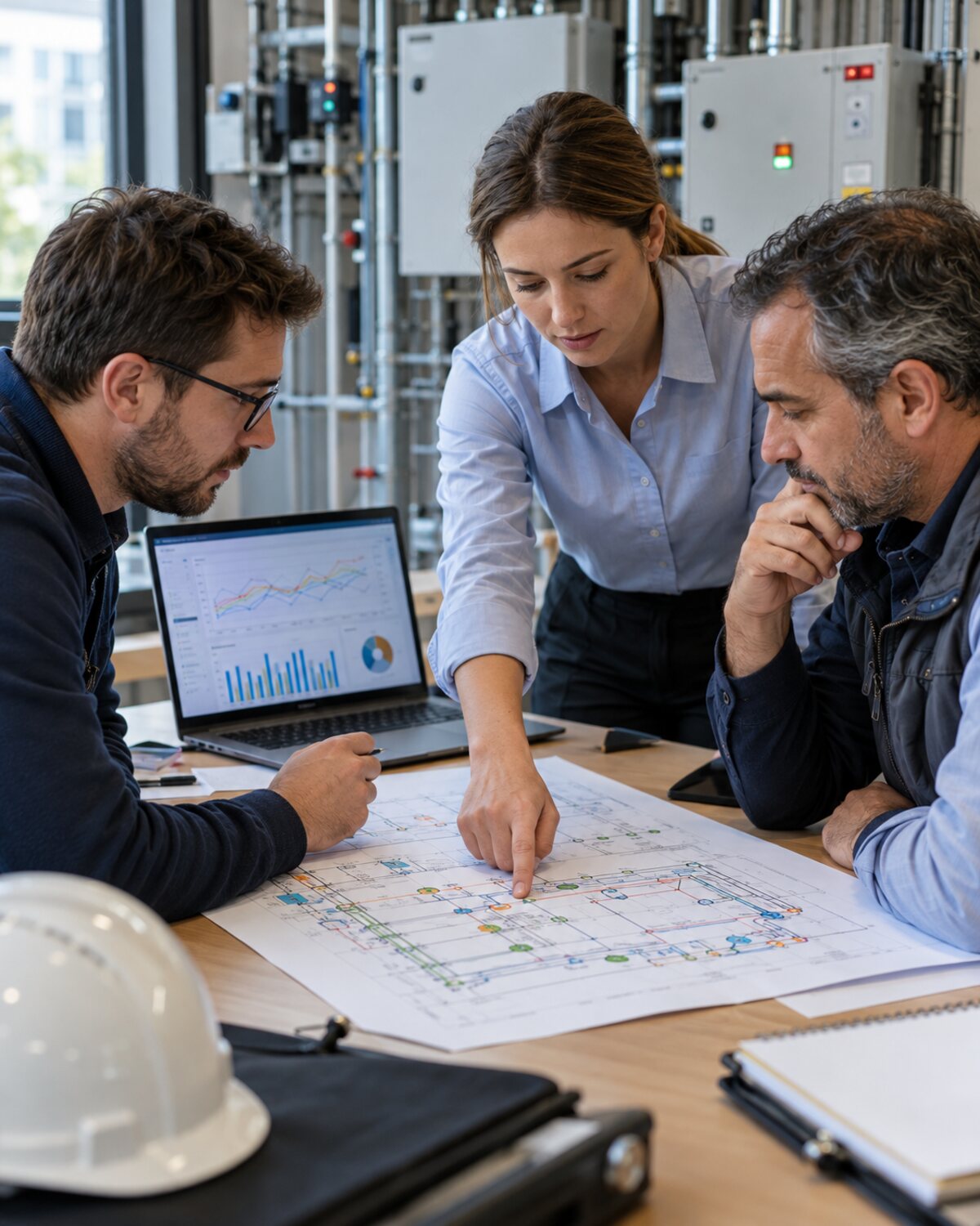 Équipe examinant un plan de comptage pendant un audit GTB