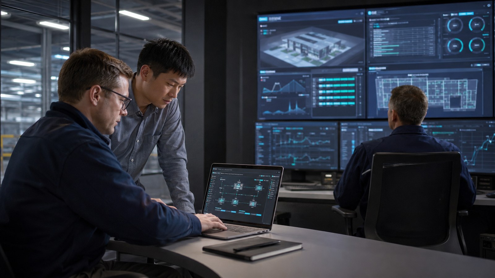 Commissioning cybersécurité GTB dans une salle de supervision logistique
